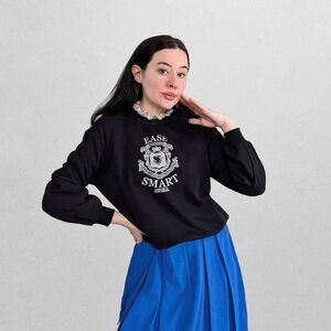 Ease Smart Black Graphic Pullover Sweatshirt